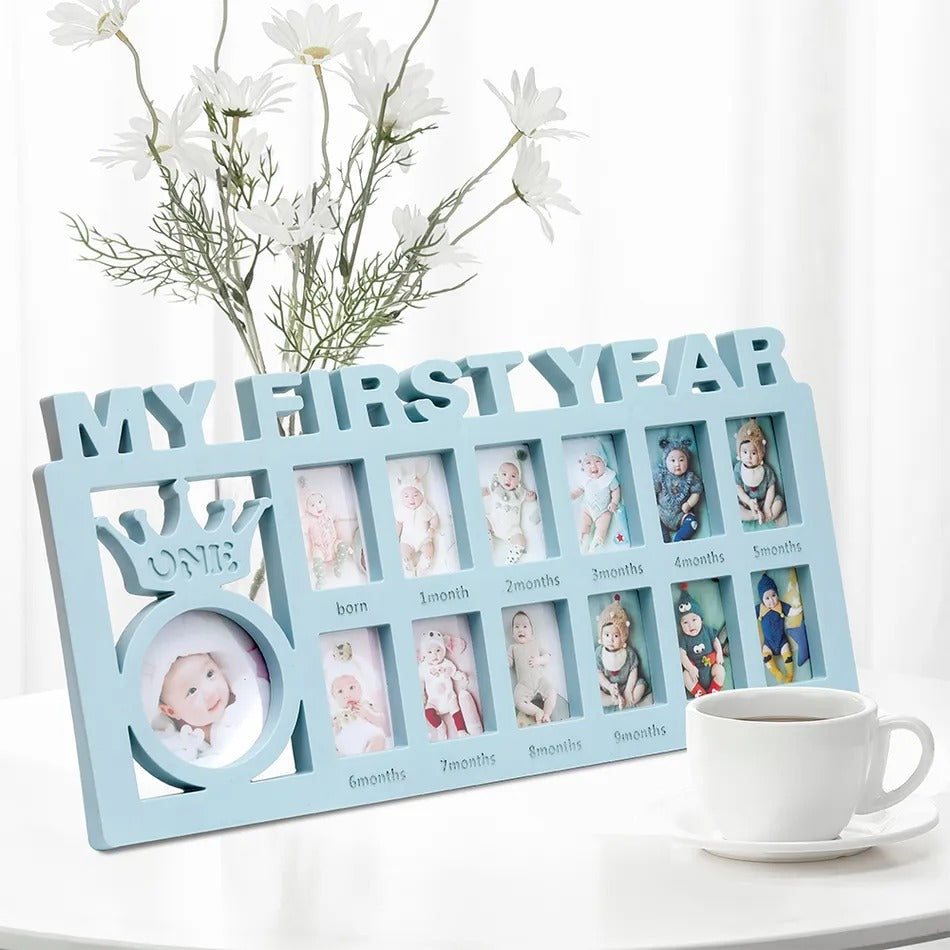 New My First Year Photo Frame - Blue - Baby Boutique