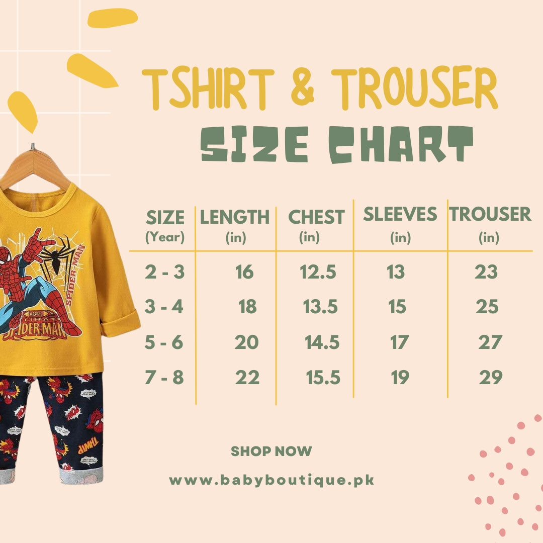 Yellow Spiderman Full Sleeves 2 Piece Set