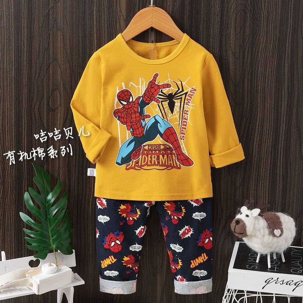 Yellow Spiderman Full Sleeves 2 Piece Set