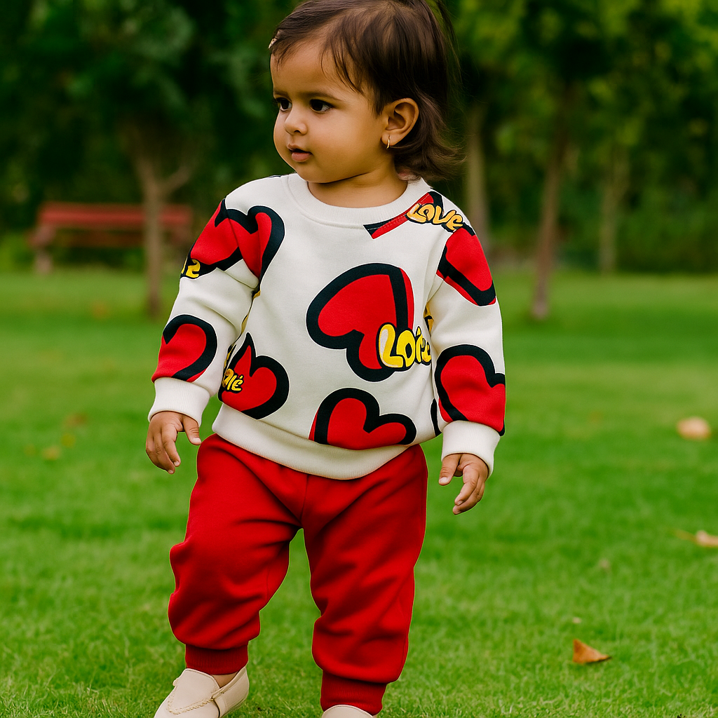 Red Heart Winter Fleece Kids Track Suit