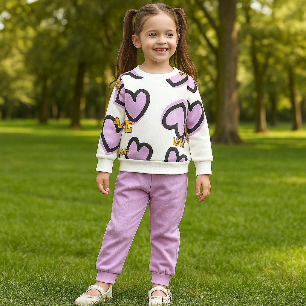 Purple Heart Winter Fleece Kids Track Suit