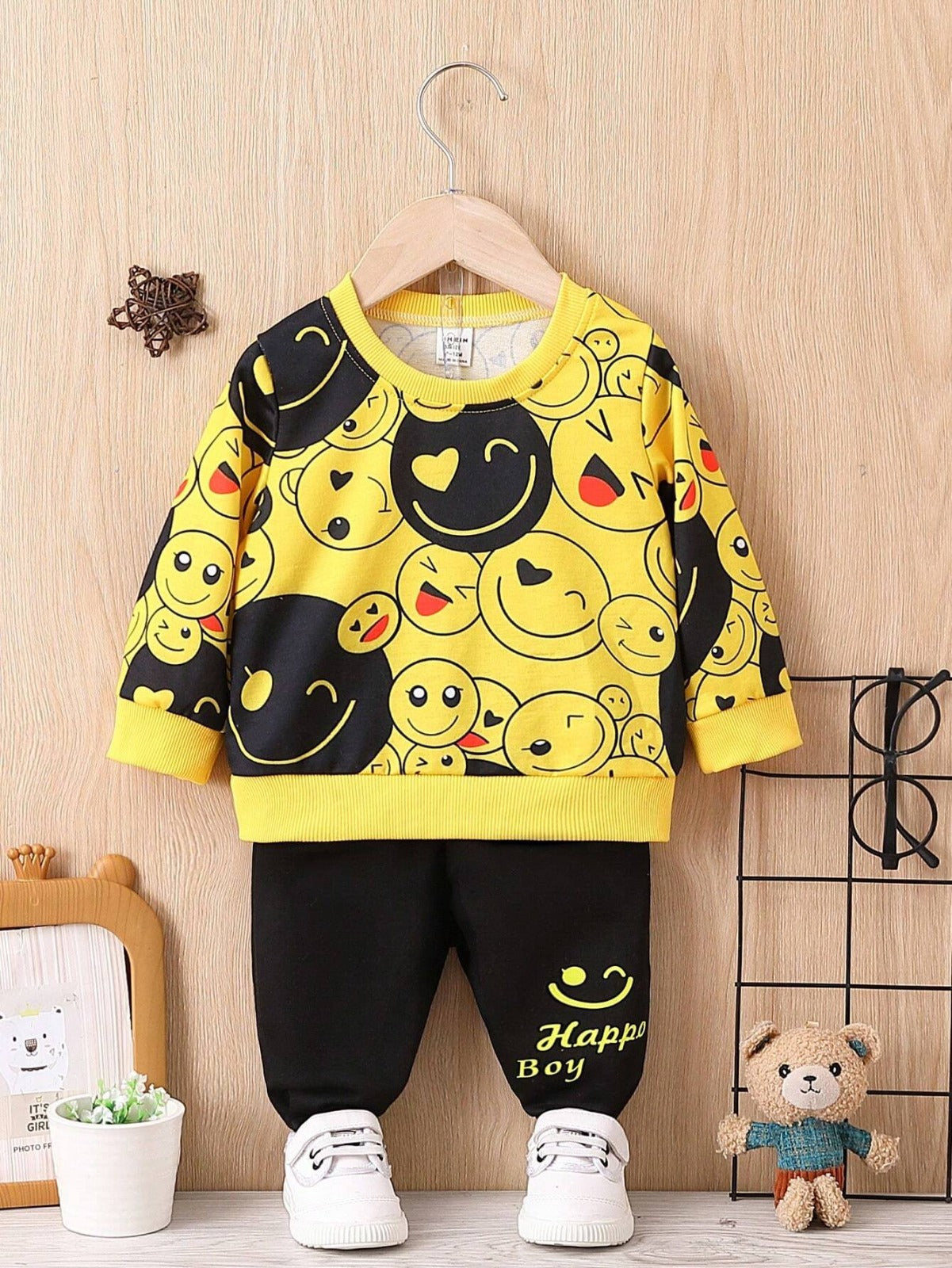 Baby Yellow Smilee Winter Fleece Kids Track Suit