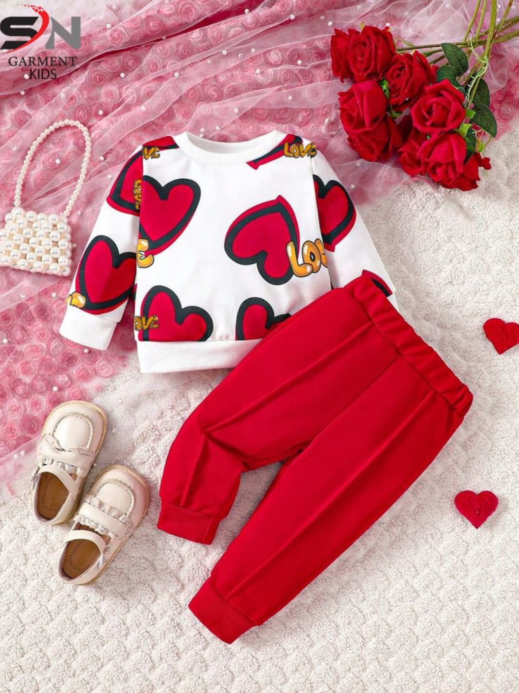 Red Heart Winter Fleece Kids Track Suit
