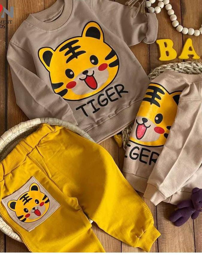 Brown Tiger Winter Fleece Kids Track Suit Winter Fleece Kids Track Suit