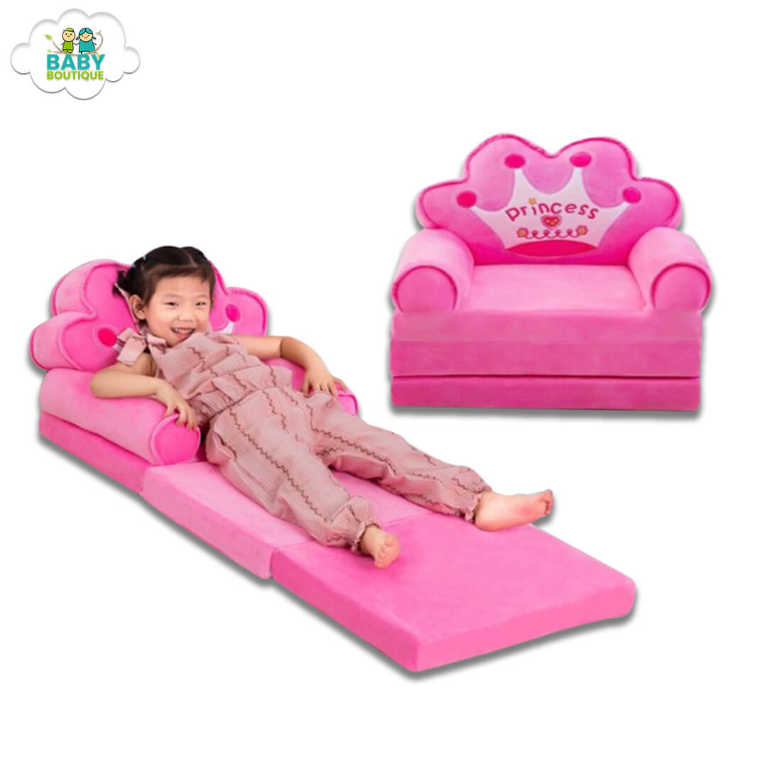 2 in 1 Foldable Baby Sofa - Pink