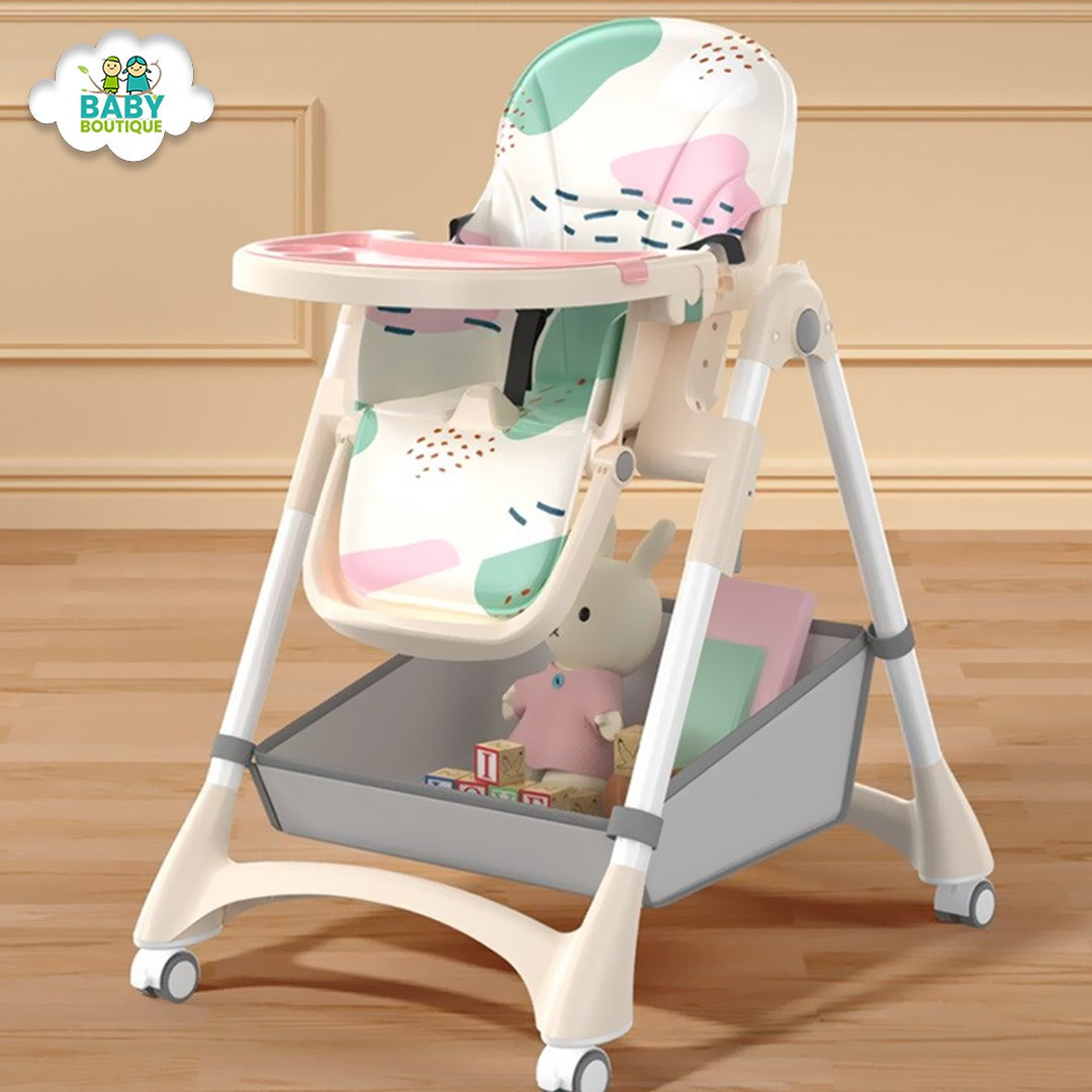 Adjustable Feeding High Chair With Wheels - Baby Boutique