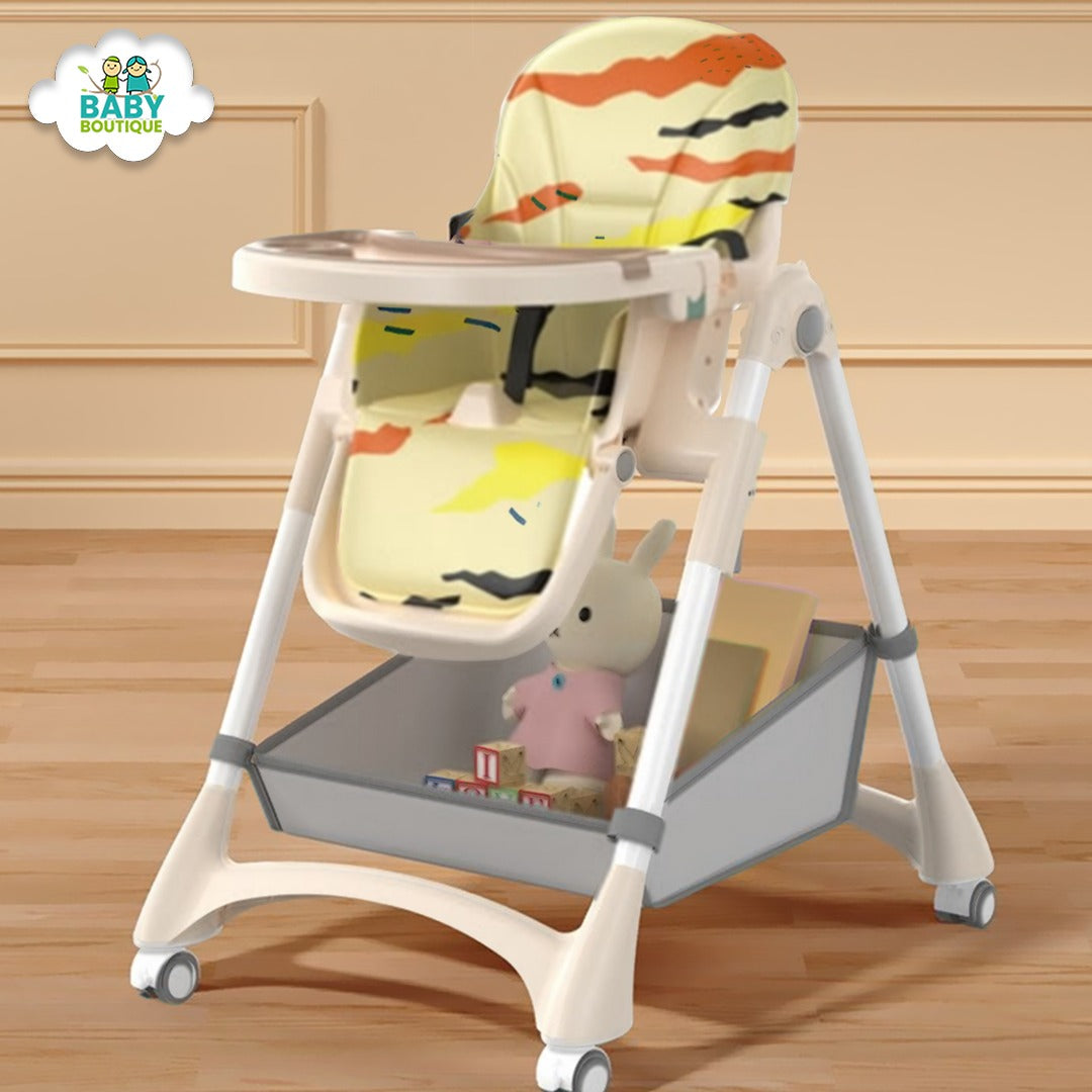 Adjustable Feeding High Chair With Wheels - Baby Boutique