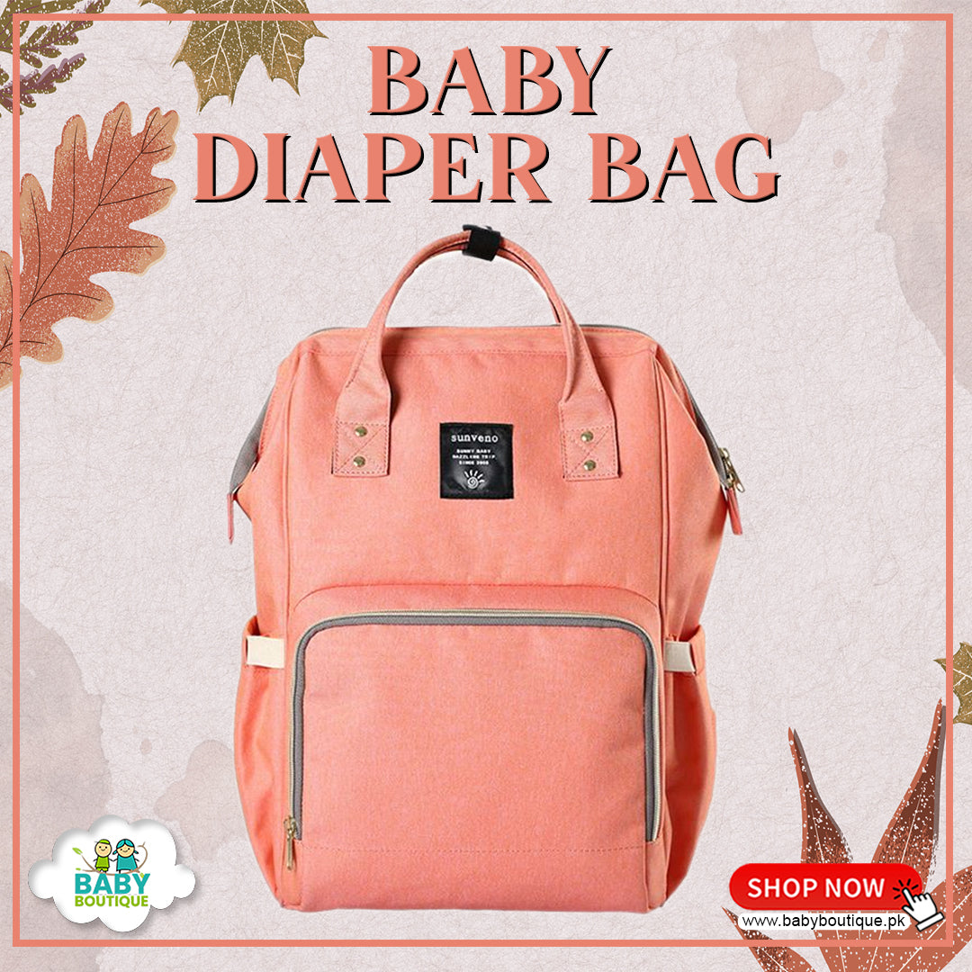 Baby Diaper Bag Backpack Multi-Function Waterproof Travel Bag (Peach) - Baby Boutique